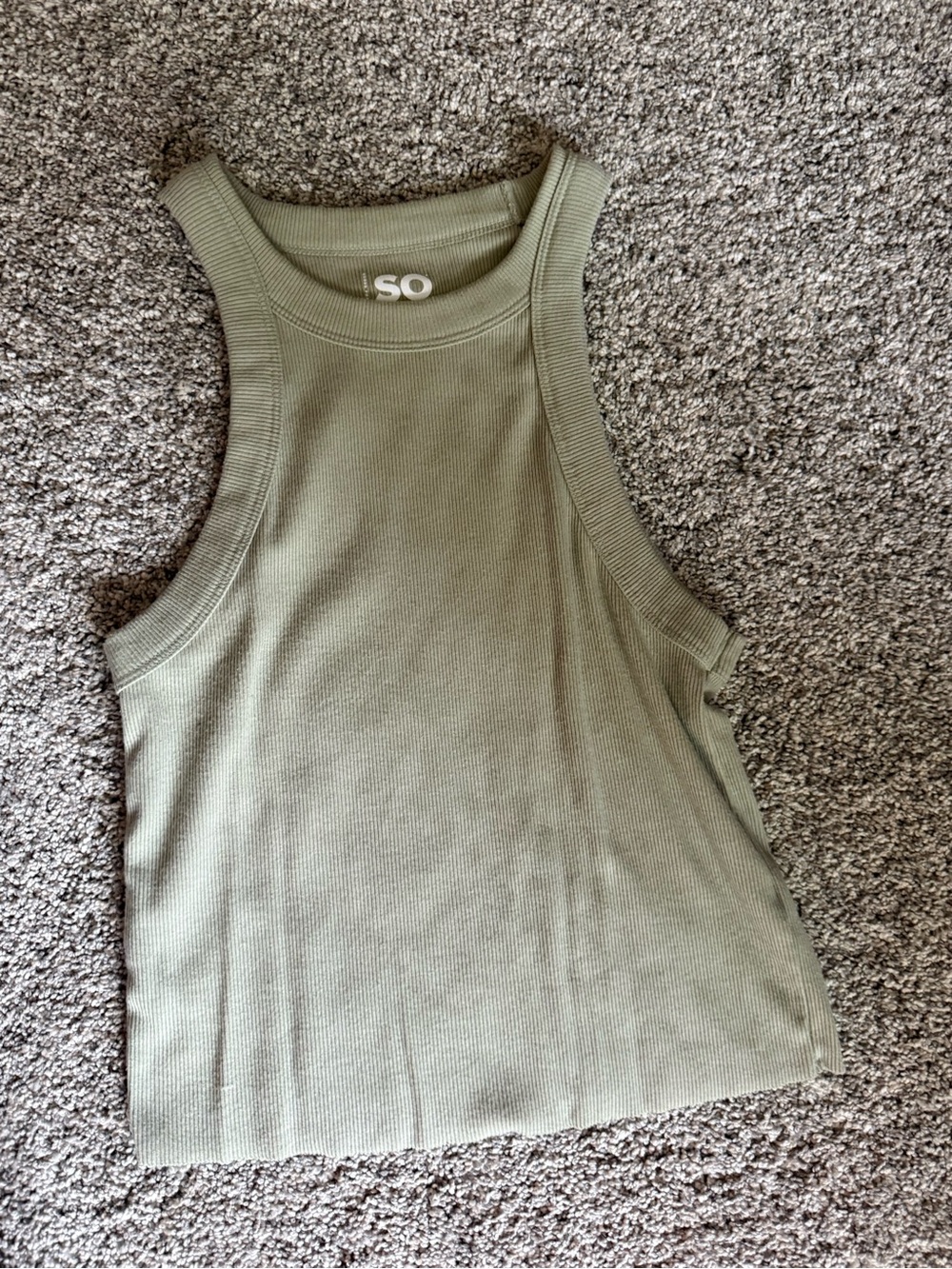SO Olive Ribbed Racerback Crop Tank